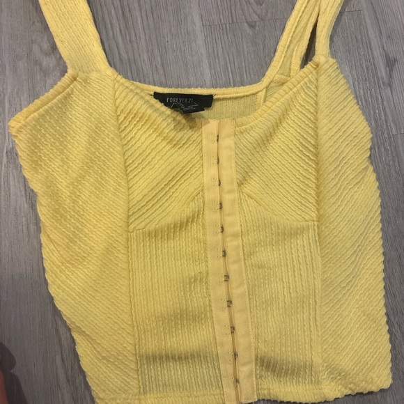 Forever 21 Yellow Ribbed Crop Top - Picture 2 of 4